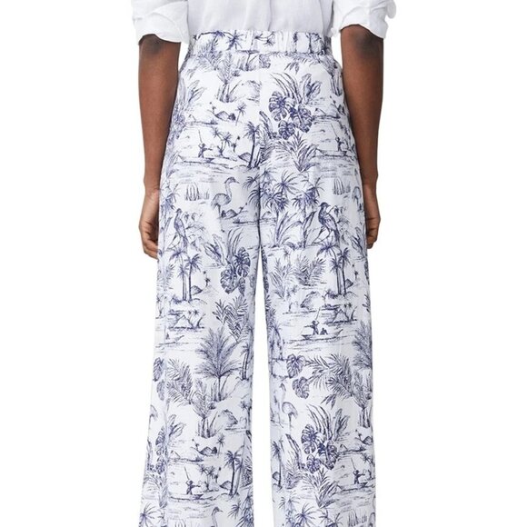 J. McLaughlin Amal pants trousers Size 4 has pockets cotton wide leg heron print - Picture 4 of 5